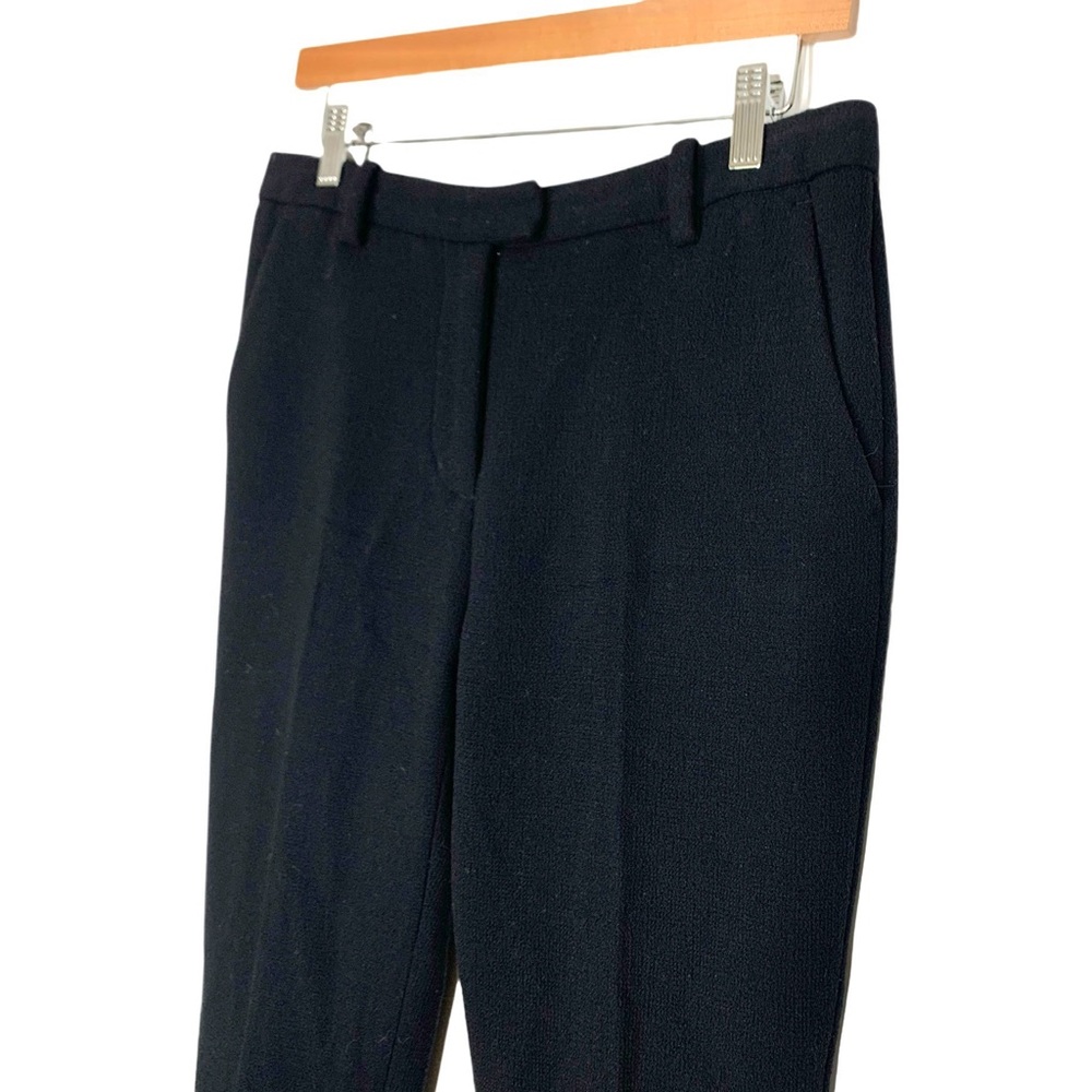 3.1 Phillip Lim Black Textured Wool Pants Size 4 Flat Front Luxury Professional